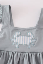 Blue crab applique girl dress - ARIA KIDS