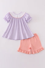 Purple bunny embroidery smocked girl set - ARIA KIDS