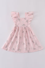 Pink floral print muslin girl ruffle dress - ARIA KIDS