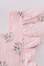 Pink floral print muslin girl ruffle dress - ARIA KIDS
