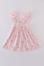 Pink floral print muslin girl ruffle dress - ARIA KIDS
