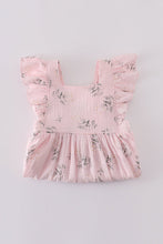 Pink floral print muslin girl ruffle dress - ARIA KIDS