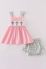 Pink easter cross french knot girl bloomer set - ARIA KIDS