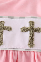 Pink easter cross french knot girl bloomer set - ARIA KIDS