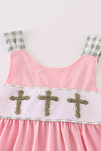 Pink easter cross french knot girl bloomer set - ARIA KIDS