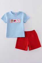 Blue baseball embroidery smocked set - ARIA KIDS