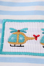 Blue stripe helicopter embroidery smocked boy set - ARIA KIDS