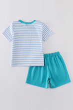 Blue stripe helicopter embroidery smocked boy set - ARIA KIDS