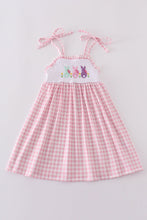 Pink bunny embroidery gingham dress - ARIA KIDS
