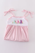 Pink bunny embroidery gingham dress - ARIA KIDS
