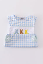 Blue bunny embroidery gingham jonjon - ARIA KIDS
