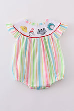 Stripe Dr. Seuss embroidery smocked bubble - ARIA KIDS