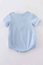 Blue Dr. Seuss embroidery smocked bubble - ARIA KIDS