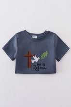 Blue he is risen embroidery boy set - ARIA KIDS