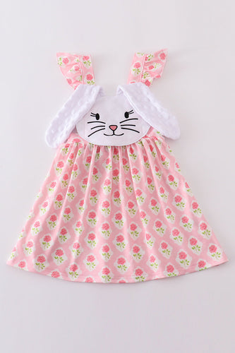 Pink floral bunny applique dress - ARIA KIDS