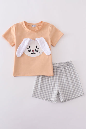 Orange floral bunny applique set - ARIA KIDS