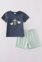 Navy sheep cross embroidery boy set - ARIA KIDS