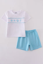 White starfish embroidery smocked set - ARIA KIDS