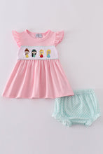 Pink princess embroidery girl bloomer set - ARIA KIDS