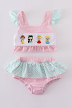 Pink princess embroidery girl 2pc swimsuit - ARIA KIDS