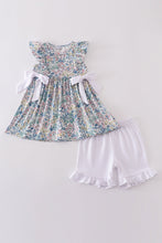 Vintage meadow print bow shorts set - ARIA KIDS