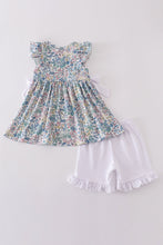 Vintage meadow print bow shorts set - ARIA KIDS