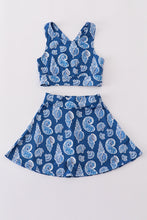 Blue conch print tennis skort set - ARIA KIDS