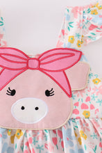 Pink floral pig applique dress - ARIA KIDS