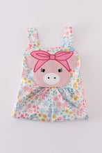 Pink floral pig applique jumpsuit - ARIA KIDS