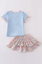 Blue floral print skort set - ARIA KIDS