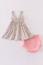 Pink floral print bow bloomer set - ARIA KIDS