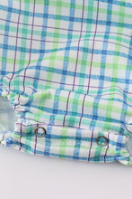 Blue plaid airplane embroidery bubble - ARIA KIDS
