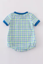 Blue plaid airplane embroidery bubble - ARIA KIDS