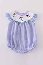 Blue stripe seersucker swordfish embroidery bubble - ARIA KIDS