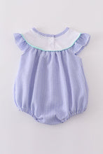 Blue stripe seersucker swordfish embroidery bubble - ARIA KIDS