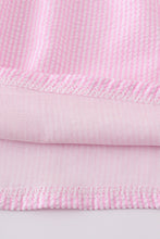 Pink seersucker animal embroidery dress - ARIA KIDS