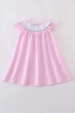 Pink seersucker animal embroidery dress - ARIA KIDS