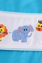 Blue seersucker animal embroidery set - ARIA KIDS