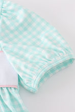 Blue princess embroidery girl gingham set - ARIA KIDS