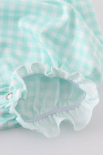 Blue princess embroidery girl gingham bubble - ARIA KIDS