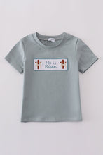 Blue he is risen embroidery top - ARIA KIDS