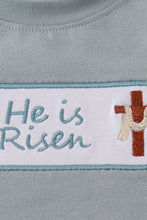 Blue he is risen embroidery top - ARIA KIDS