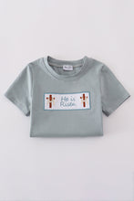 Blue he is risen embroidery top - ARIA KIDS
