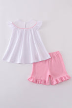 Pink cross embroider smocked set - ARIA KIDS