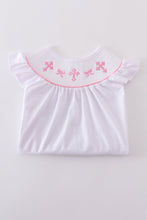 Pink cross embroider smocked set - ARIA KIDS