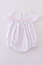 Pink cross embroider smocked bubble - ARIA KIDS