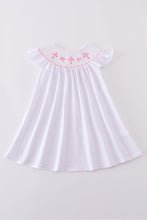 Pink cross embroider smocked dress - ARIA KIDS