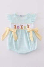 Blue bunny embroidery smocked bubble - ARIA KIDS