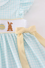 Blue bunny embroidery smocked dress - ARIA KIDS