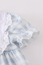 Blue plaid he is risen embroidery bloomer set - ARIA KIDS